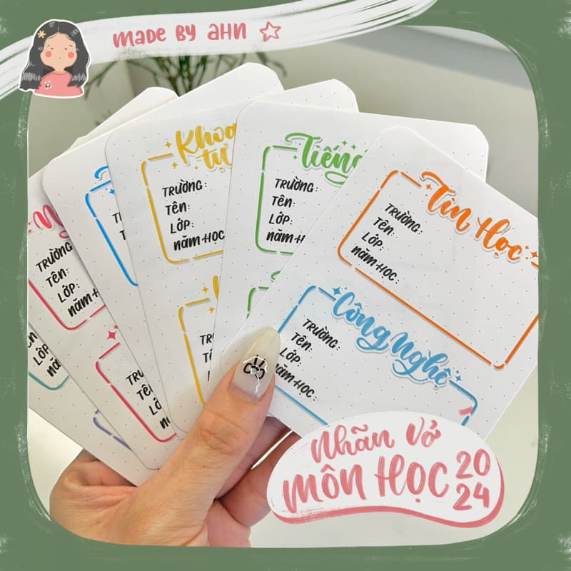 [UPDATE 2026] NHÃN VỞ MÔN HỌC - Kiểu chữ Calligraphy - IN TÊN RIÊNG theo yêu cầu - MADE BY AHN
